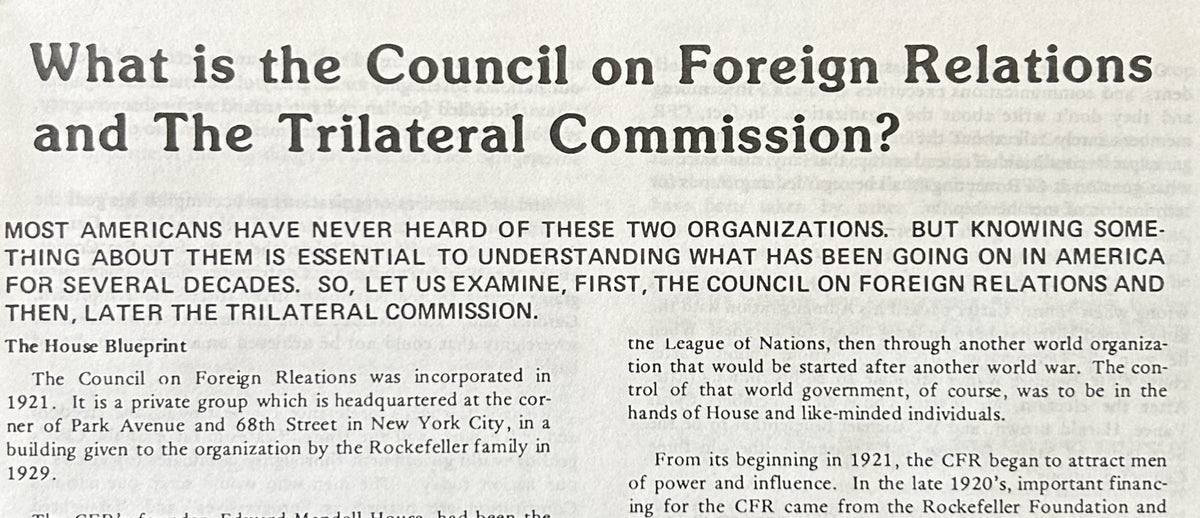 What is the Council on Foreign Relations and the Trilateral Commission?