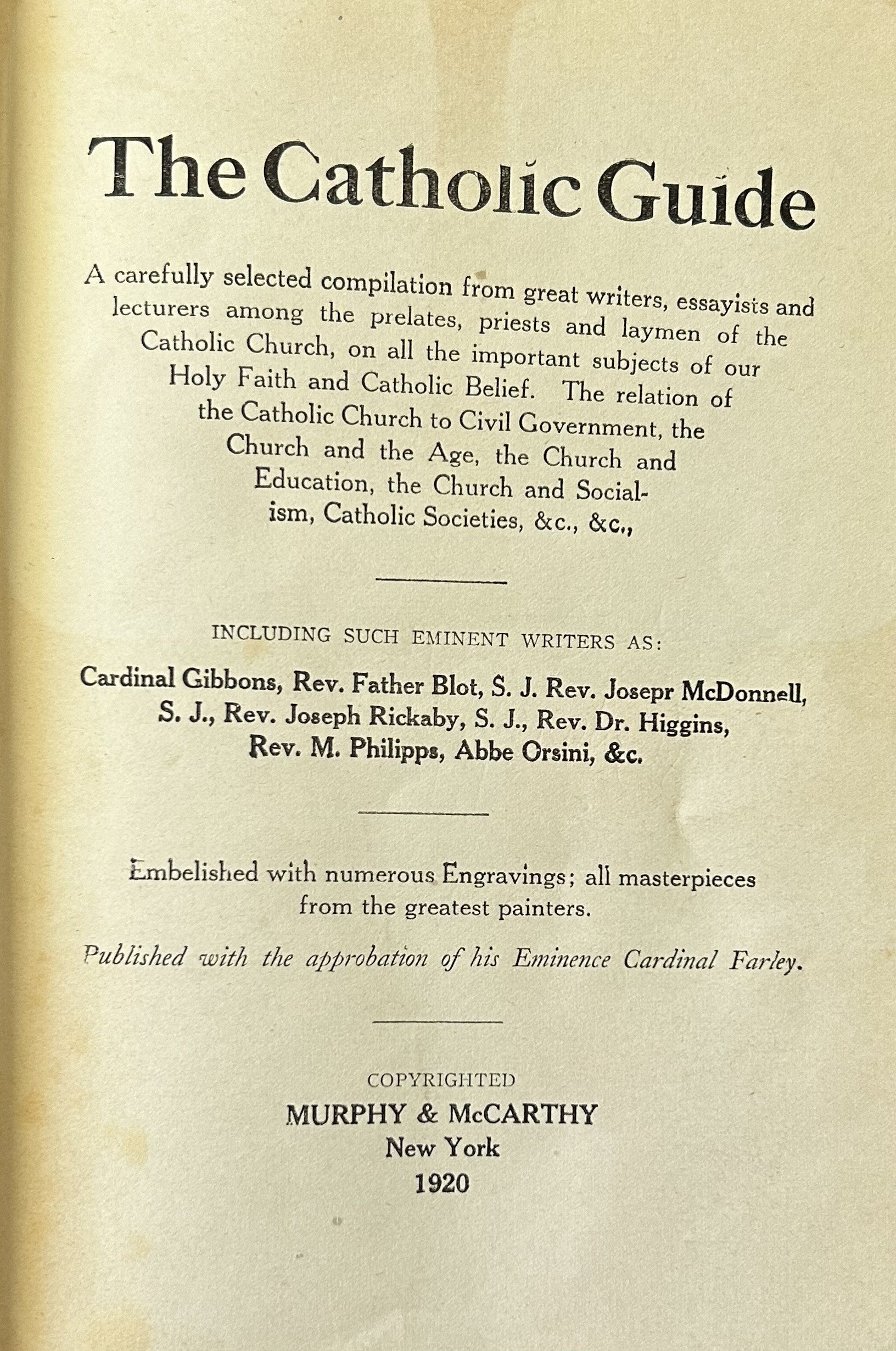 THE CATHOLIC GUIDE (Vol One)