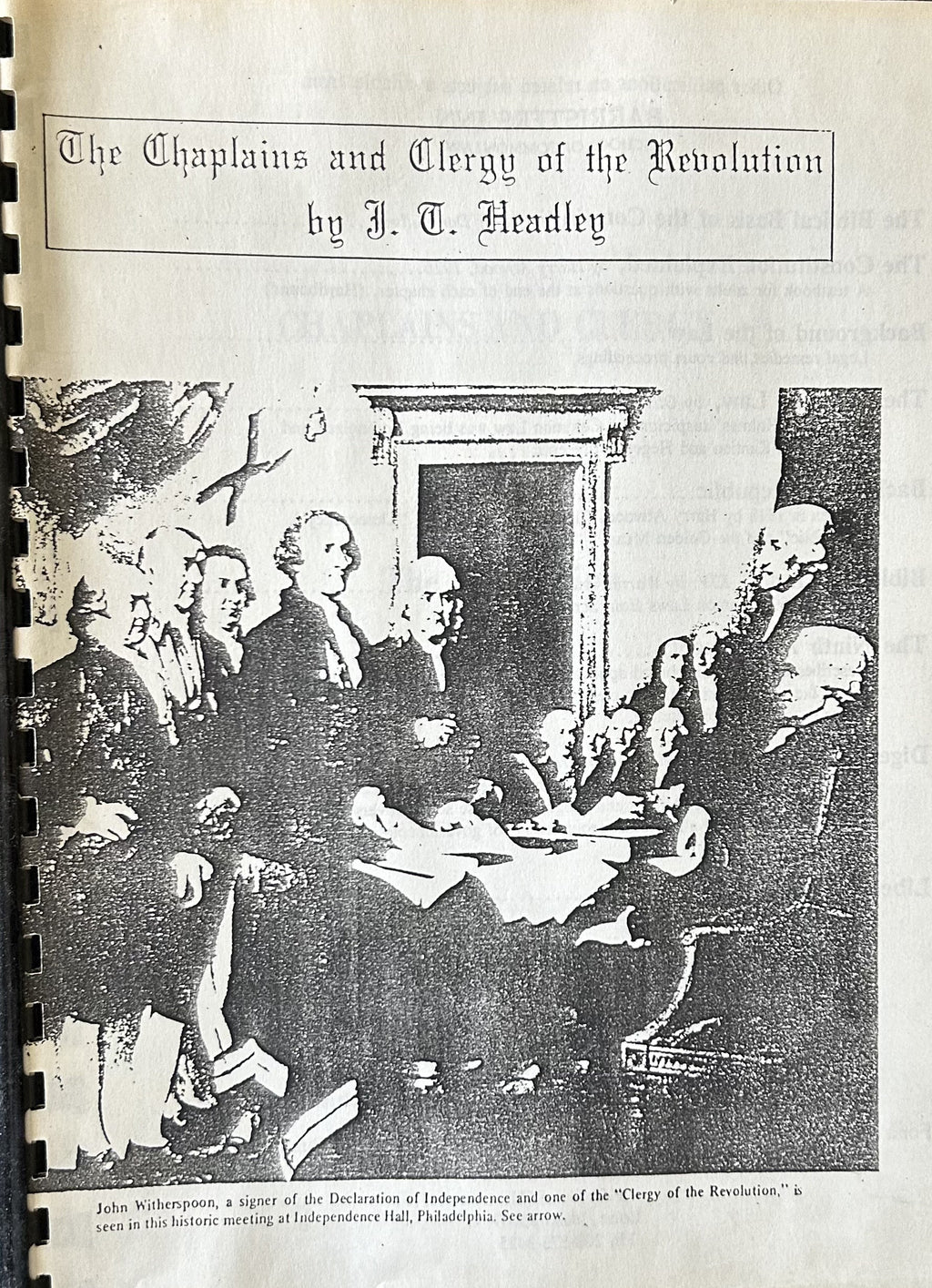 THE CHAPLAINS AND CLERGY OF THE REVOLUTION