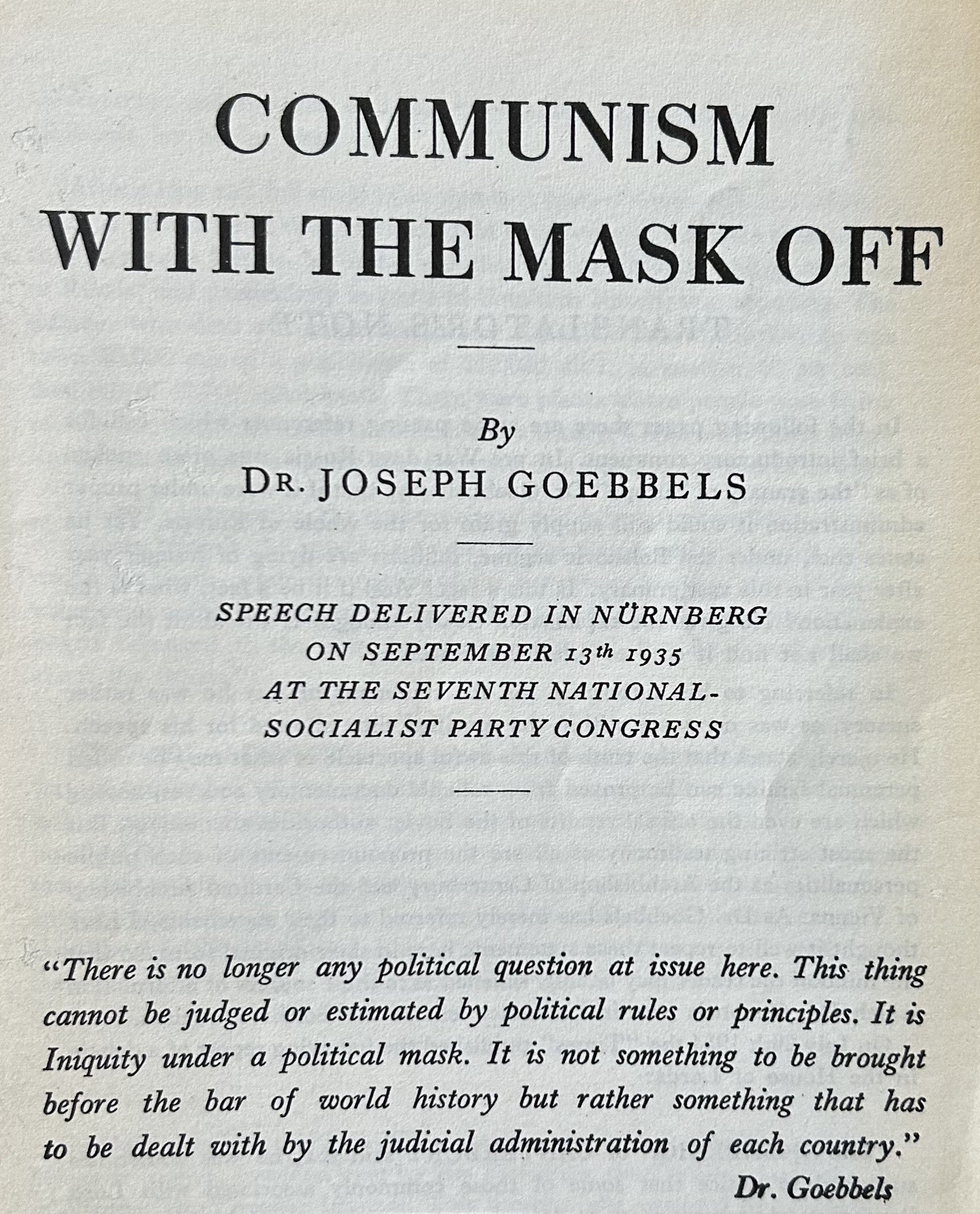 COMMUNISM WITH THE MASK OFF