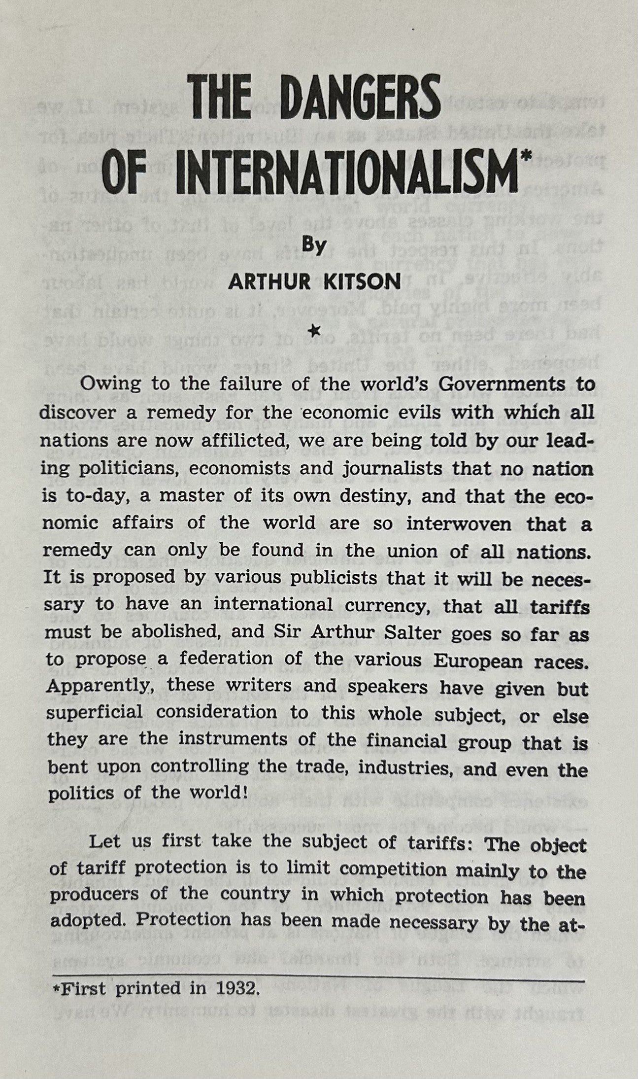 THE DANGERS OF INTERNATIONALISM