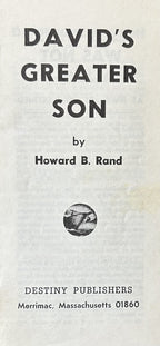 DAVID'S GREATER SON (Jesus)
