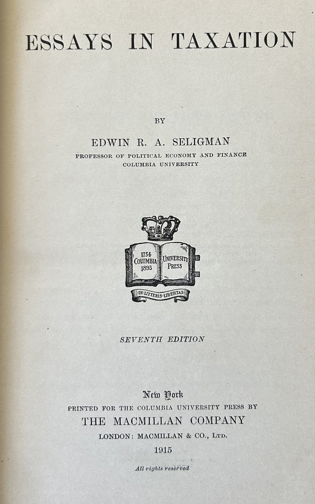 ESSAYS IN TAXATION