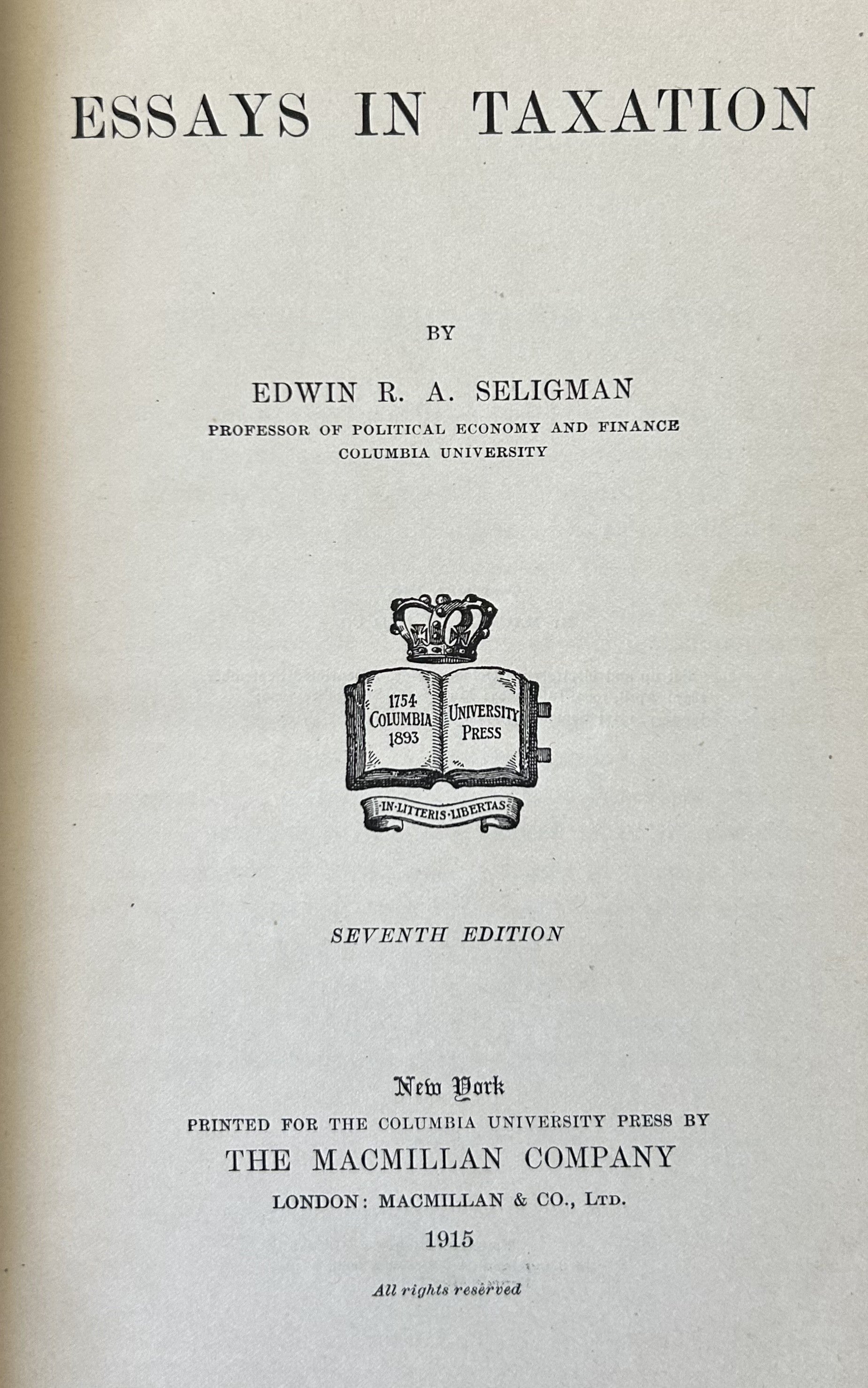 ESSAYS IN TAXATION