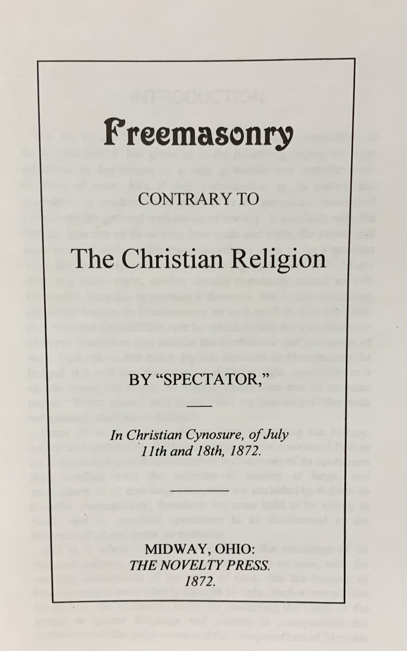 Freemasonry Contrary to the Christian Religion