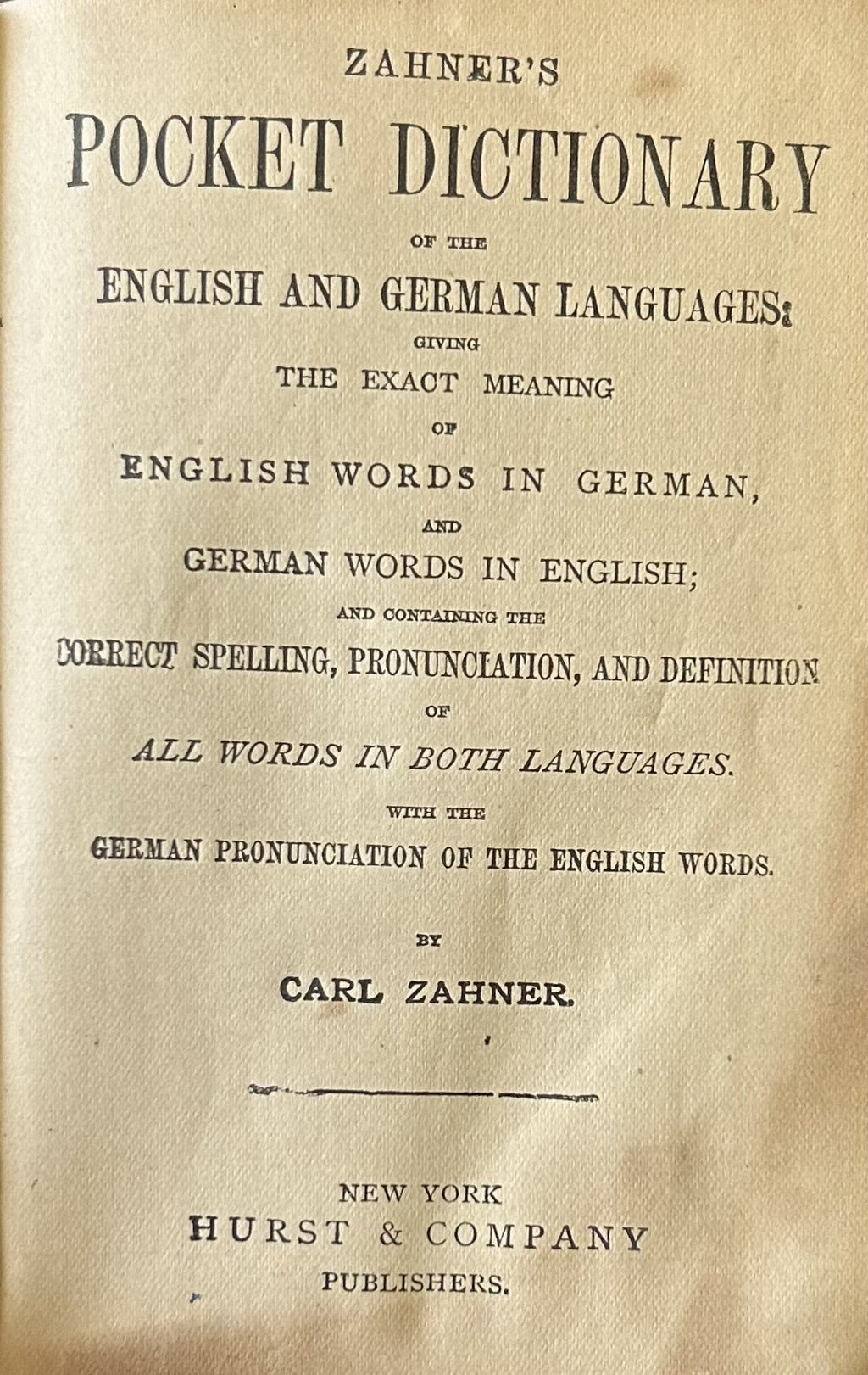 Zahner's German-English & English-German Dictionary
