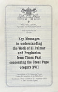 POPE GREGORY XVII Key Messages to understanding the Work of El Palmar and prophecies from Times Past concerning...