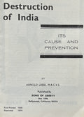 The Destruction of India - Its Cause and Prevention