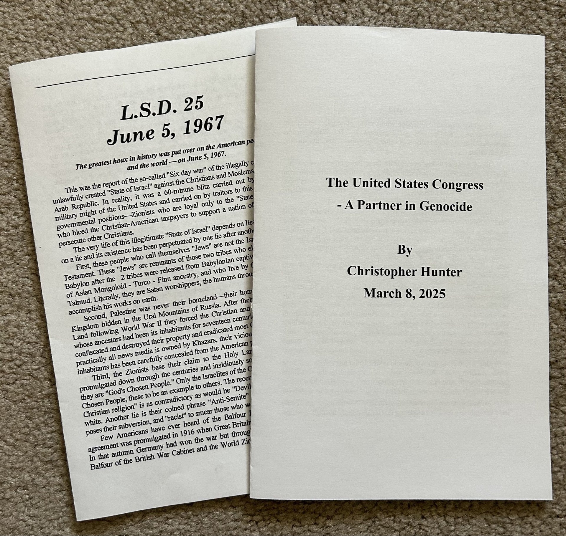 ISRAELI Defense or Genocide? 2 brochures