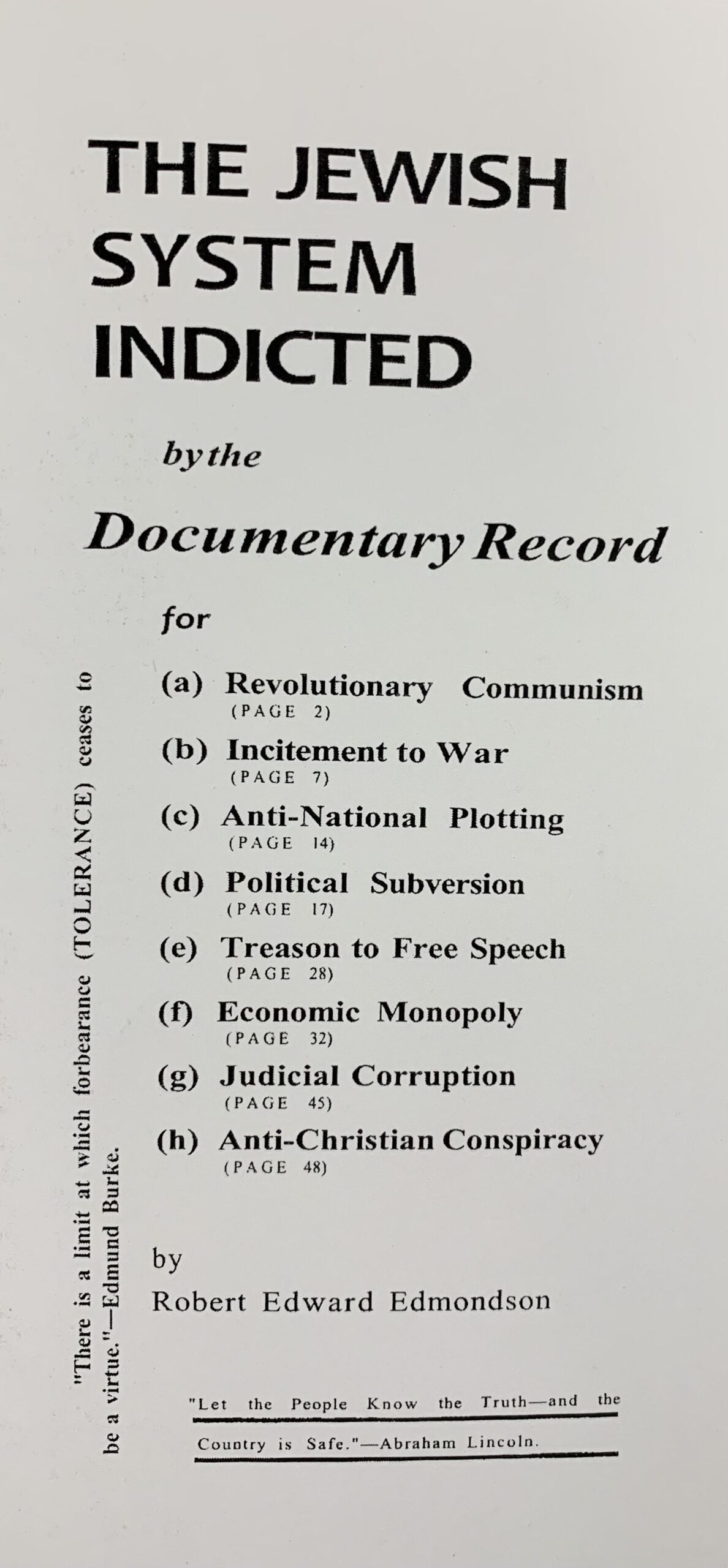 THE JEWISH SYSTEM INDICTED by the Documentary Record (1937)