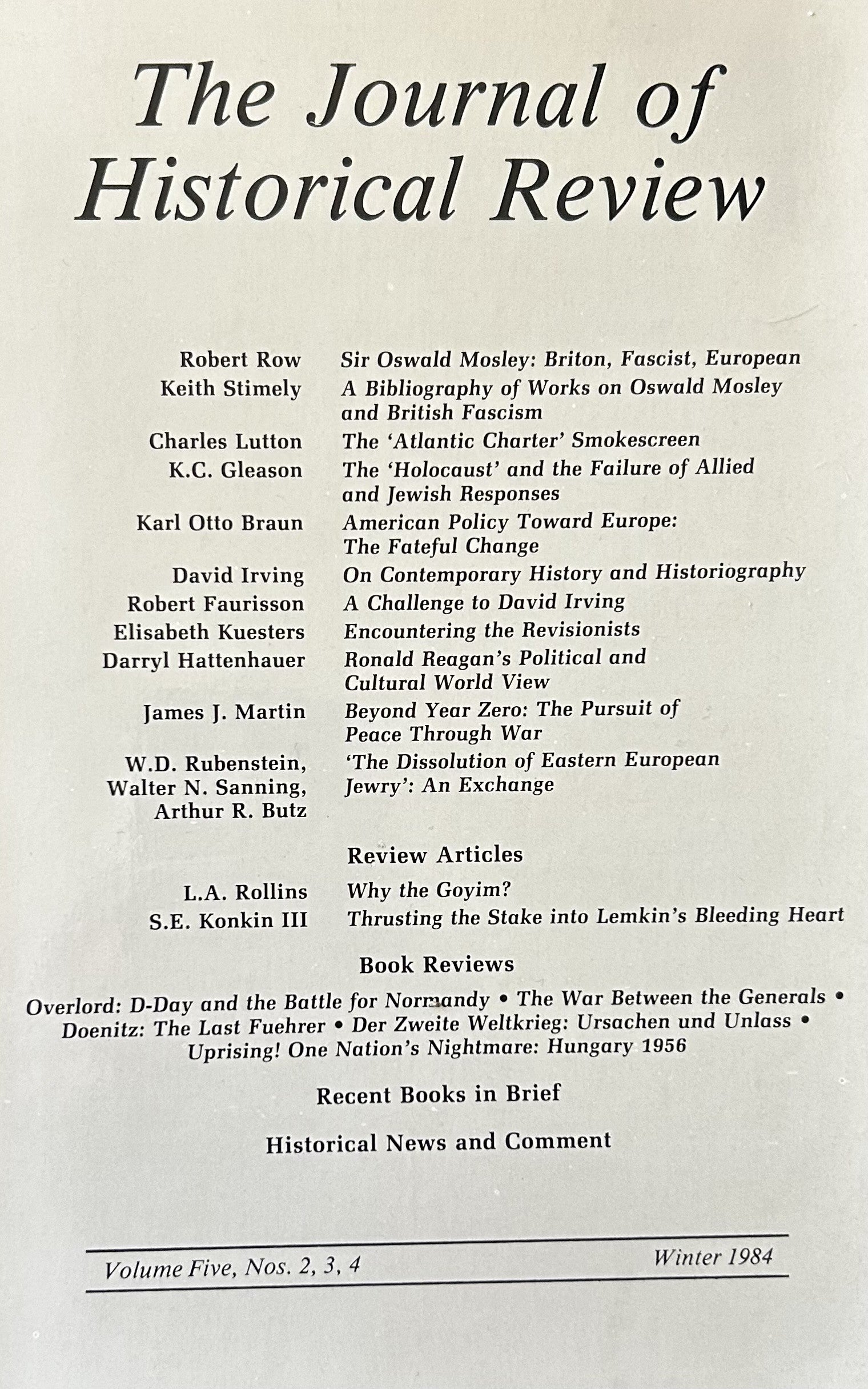 Journal Historical Review, Winter 1984