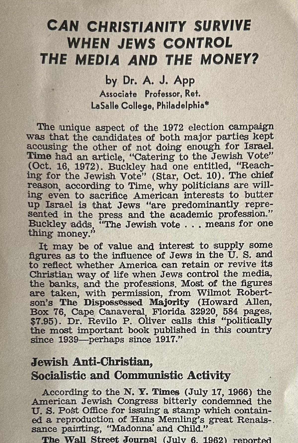 Can Christianity Survive When Jews Control The Media & The Money?