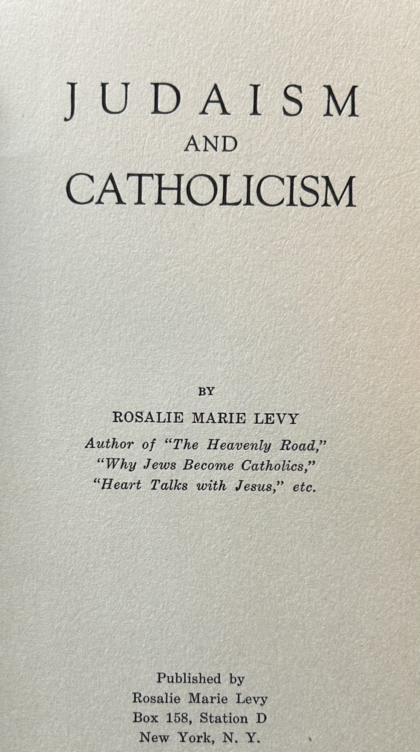 JUDAISM AND CATHOLICISM