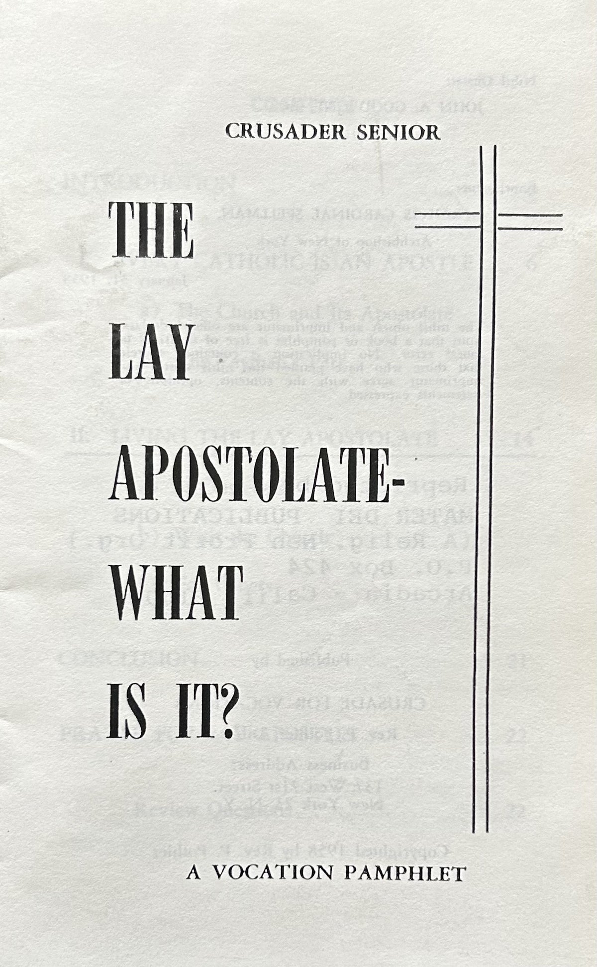 THE LAY APOSTOLATE - What Is It?