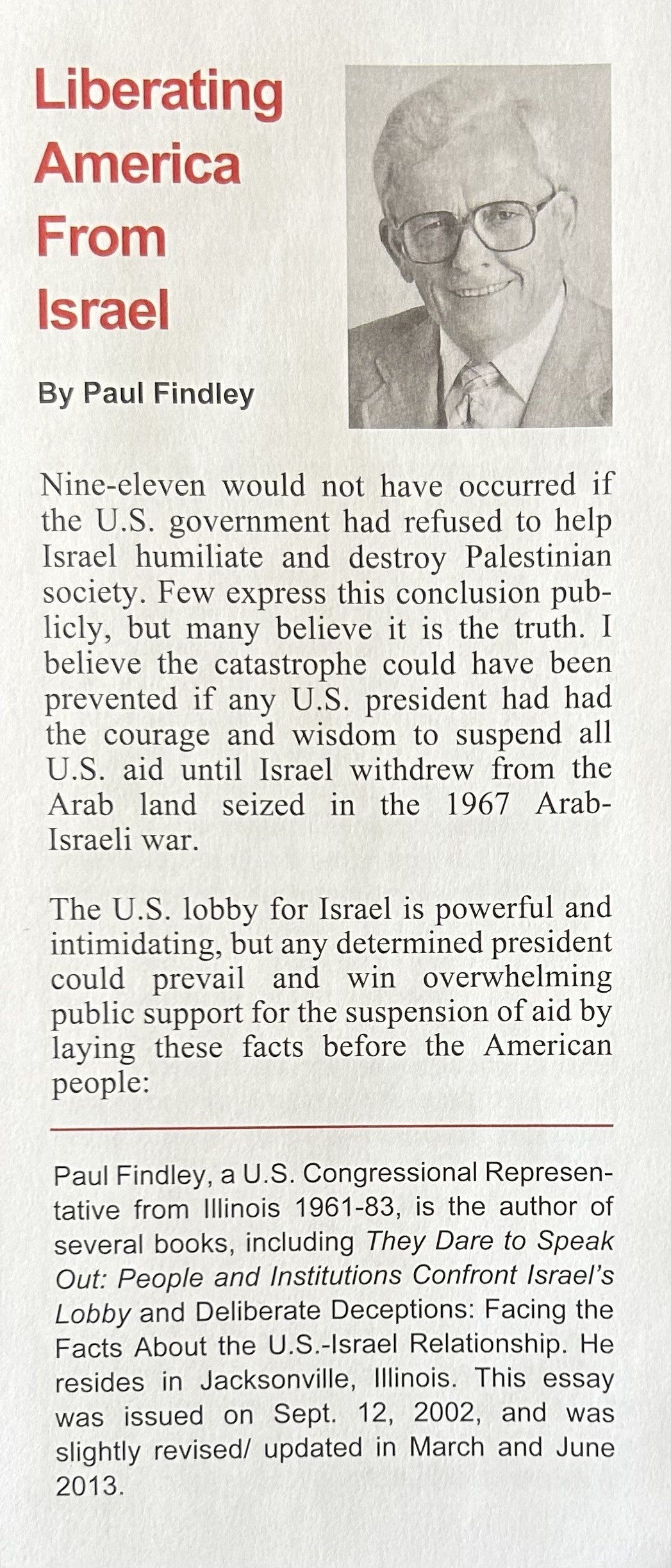 LIBERATING AMERICA FROM ISRAEL