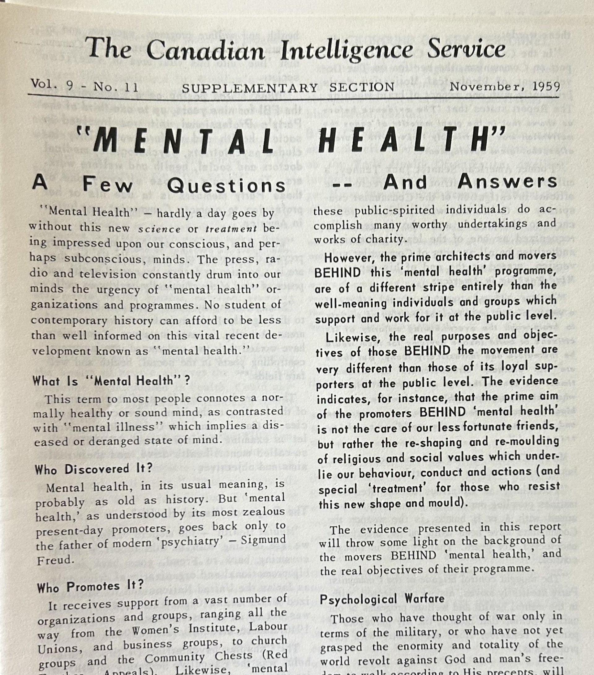 MENTAL HEALTH A Few Questions and Answers