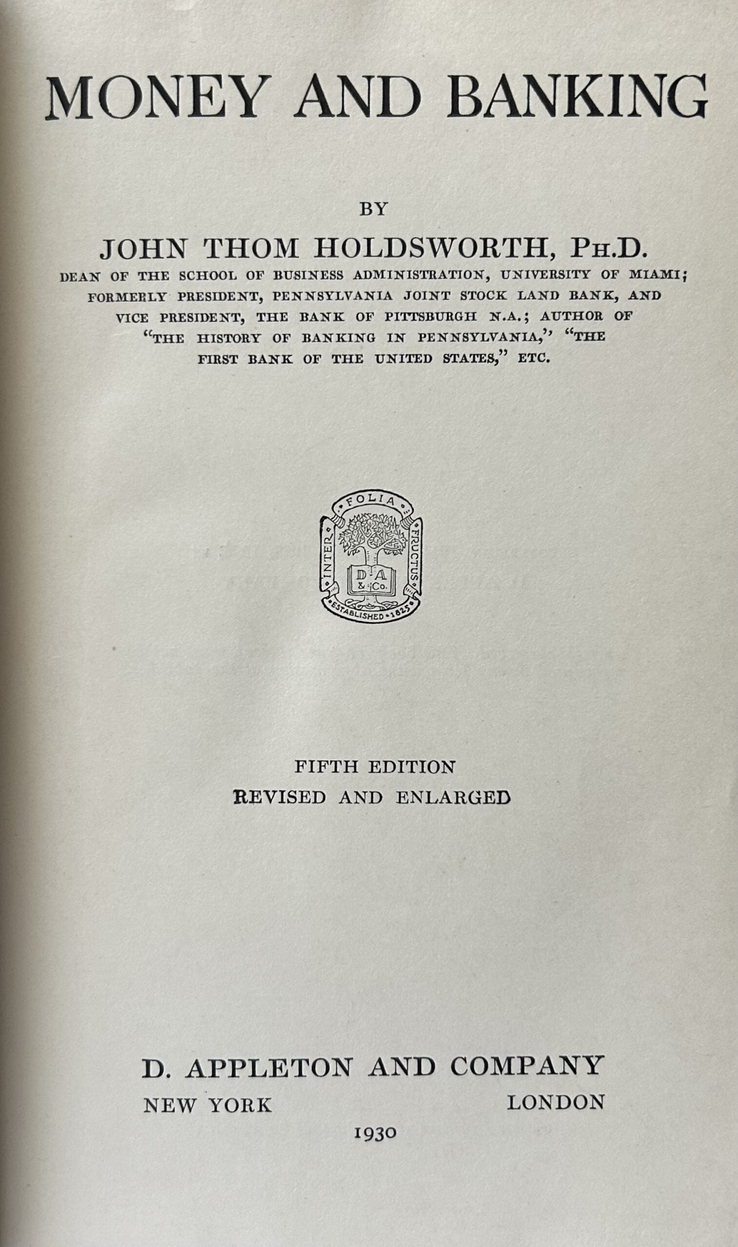 MONEY AND BANKING 1930