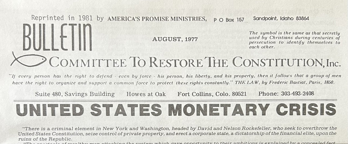 UNITED STATES MONETARY CRISIS