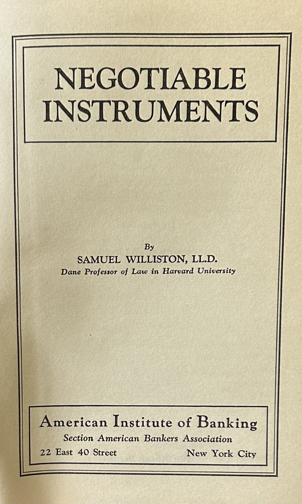 NEGOTIABLE INSTRUMENTS