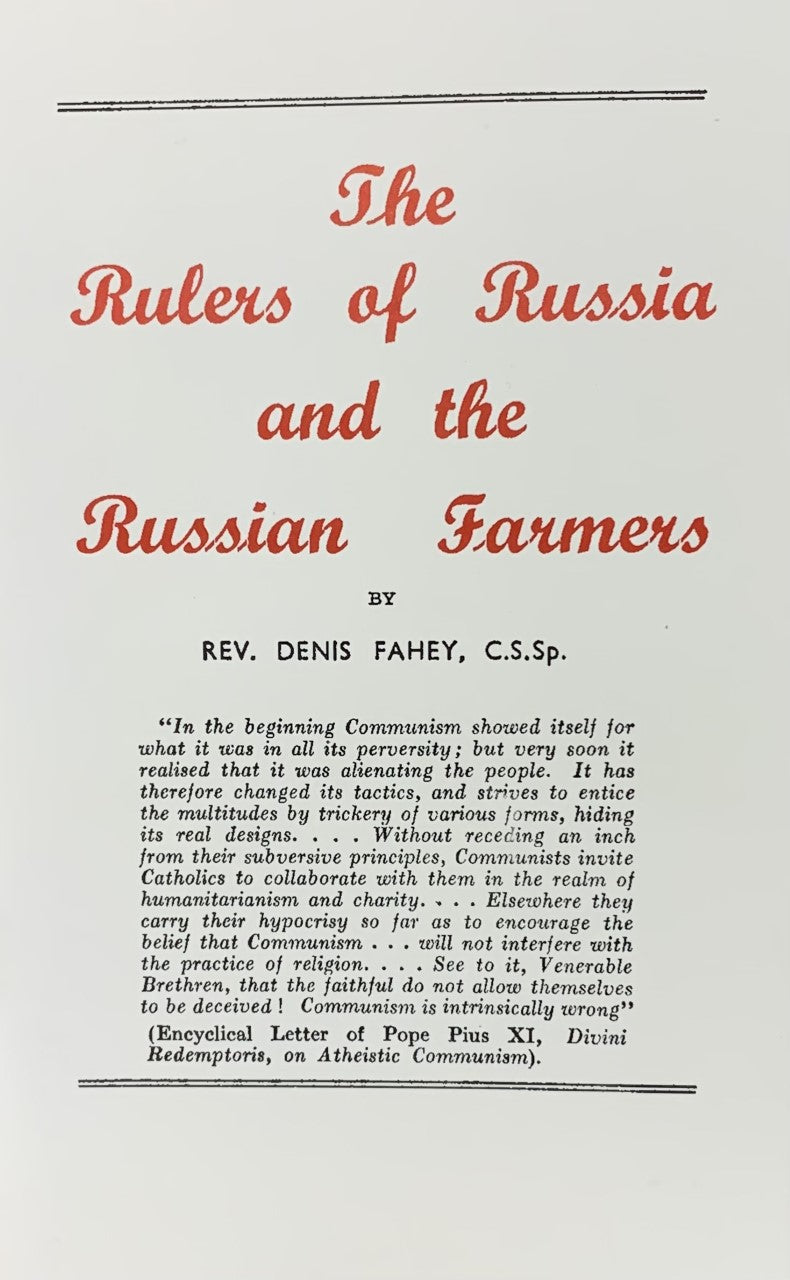 THE RULERS OF RUSSIA AND THE RUSSIAN FARMERS