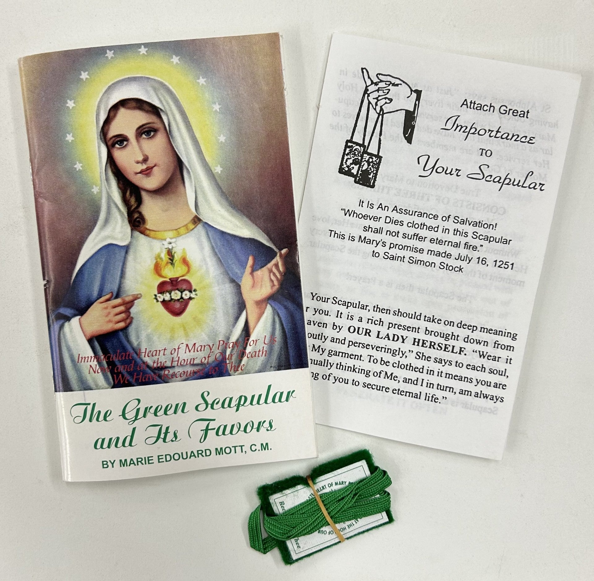 Green Scapular with Book and Flyer