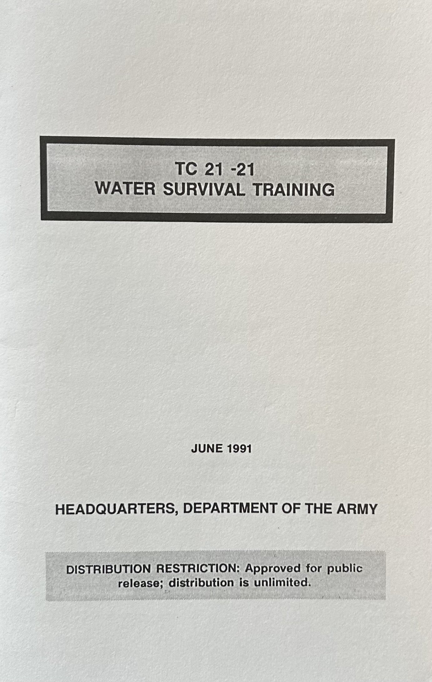 WATER SURVIVAL TRAINING TC 21-21