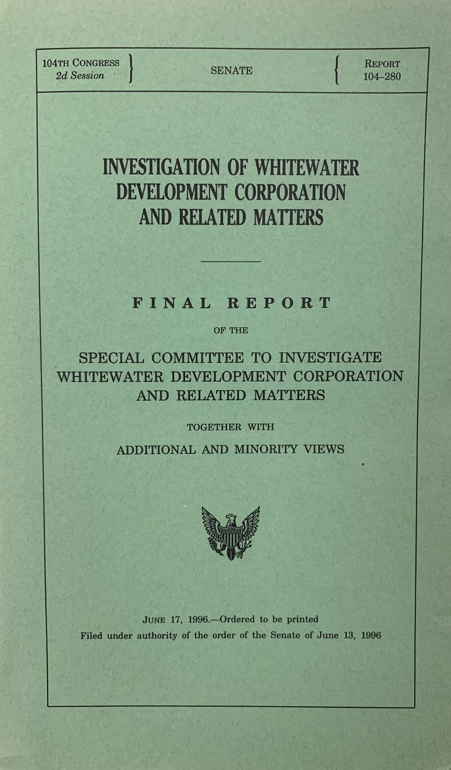 INVESTIGATION OF WHITEWATER DEVELOPMENT CORP. AND RELATED MATTERS/Clintons