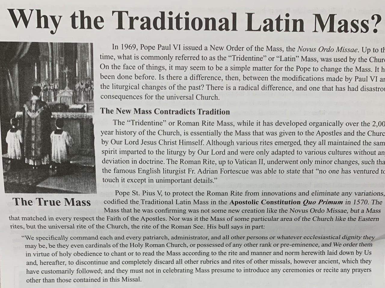 WHY THE TRADITIONAL LATIN MASS?