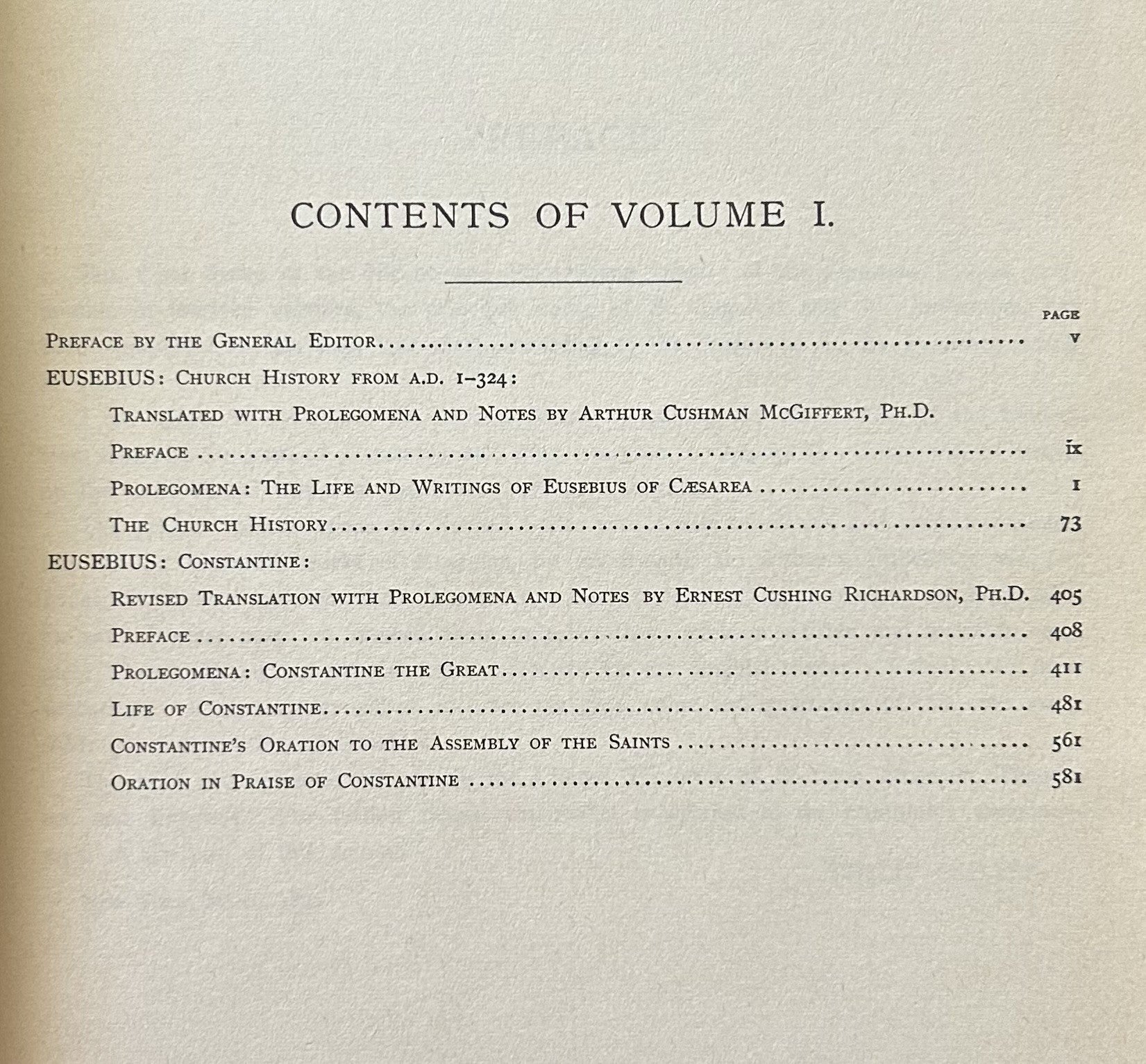 A SELECT LIBRARY OF NICENE AND POST-NICENE FATHERS OF THE CHRISTIAN CHURCH (Vol 1) Church History of Eusubius