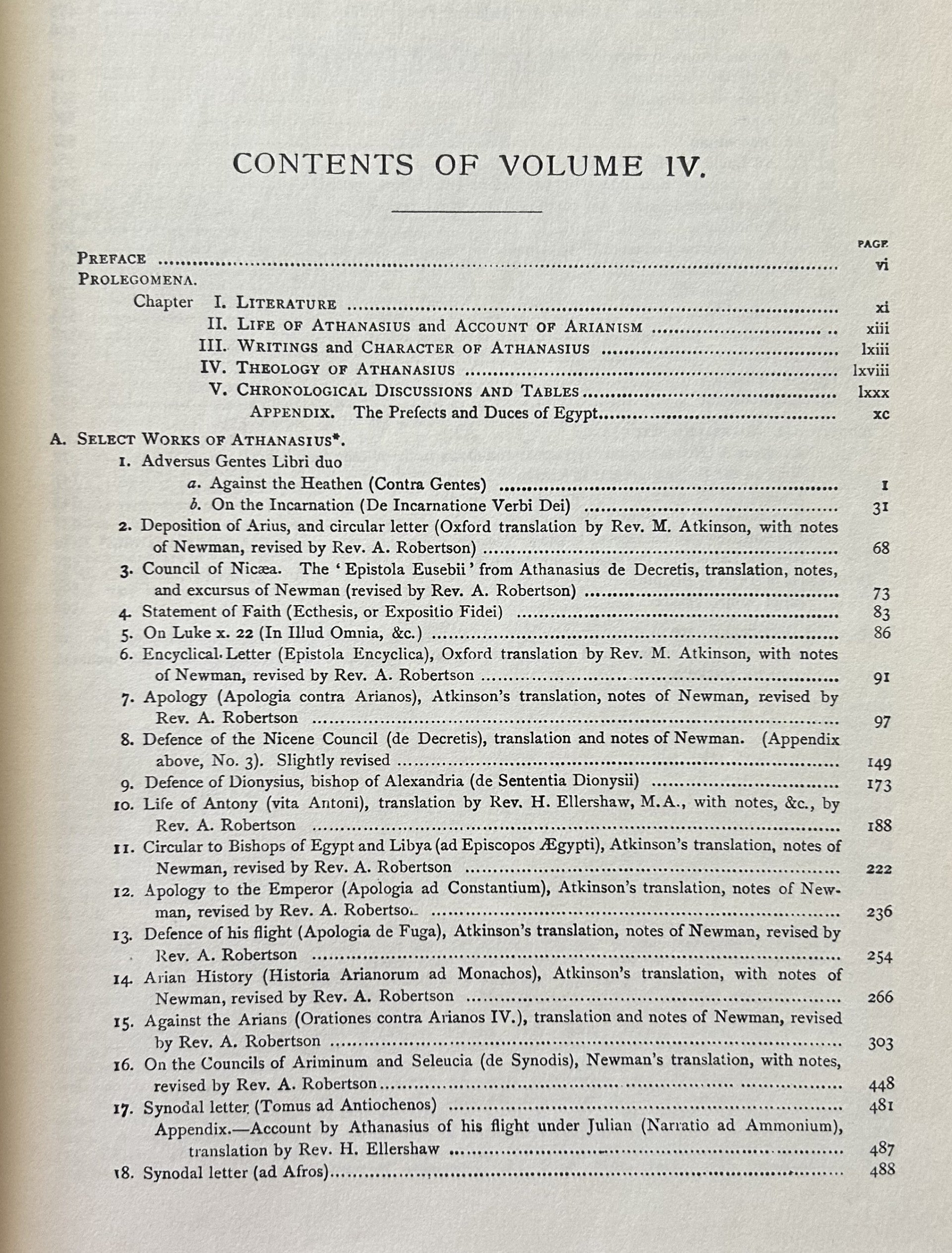 A SELECT LIBRARY OF NICENE AND POST-NICENE FATHERS OF THE CHRISTIAN CHURCH (Vol 4) St. Athanasius: Select Works and Letters
