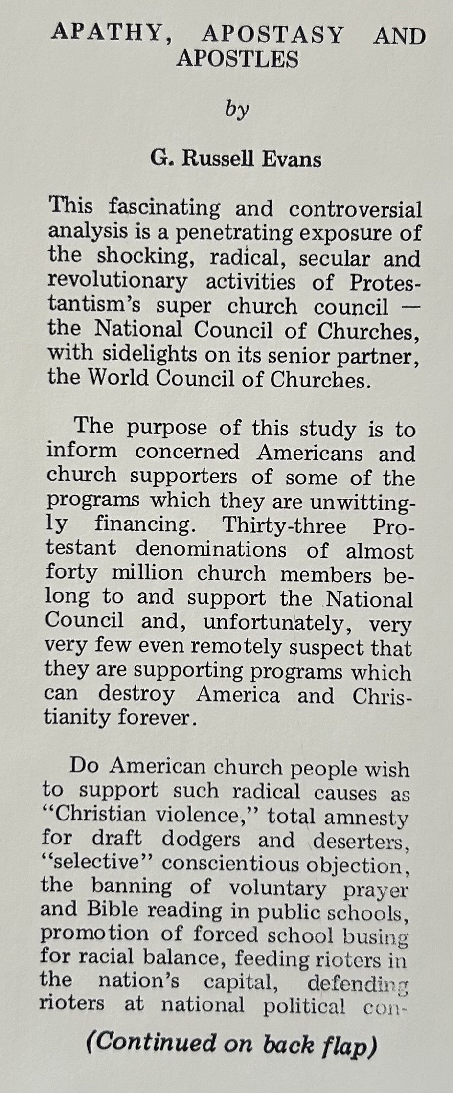 APATHY, APOSTASY AND Apostles