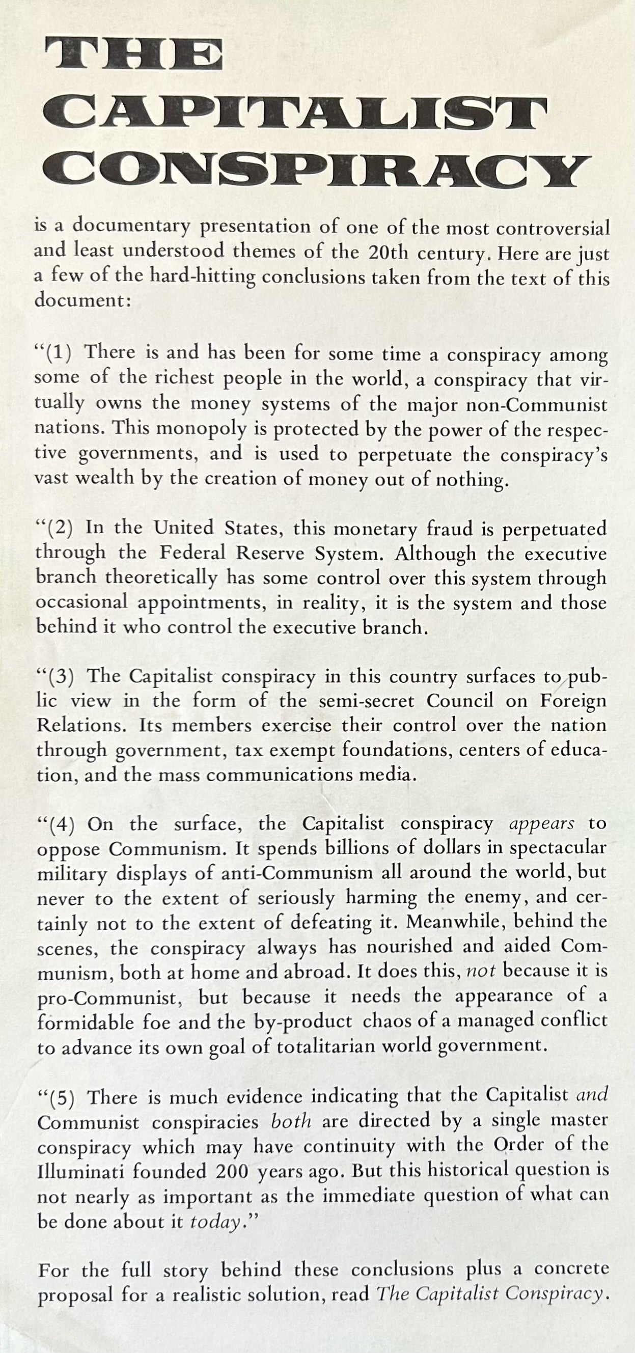 THE CAPITALIST CONSPIRACY