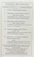 CATHOLIC RESTORATION Vol III, No.3; Sept-Oct 1993