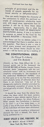 THE CONSTITUTIONAL CRISIS Its Threat to Liberty and Its Remedy