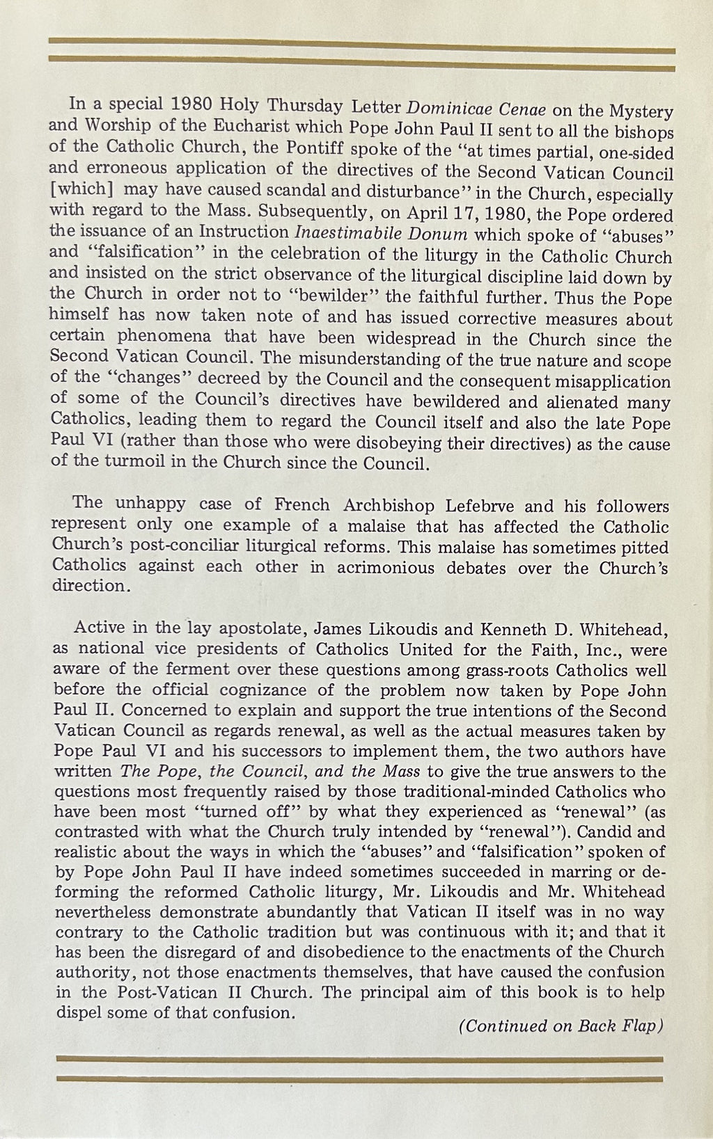 THE POPE, THE COUNCIL, AND THE MASS