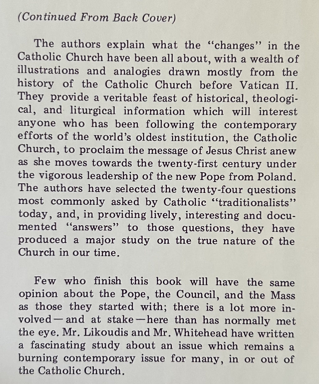 THE POPE, THE COUNCIL, AND THE MASS