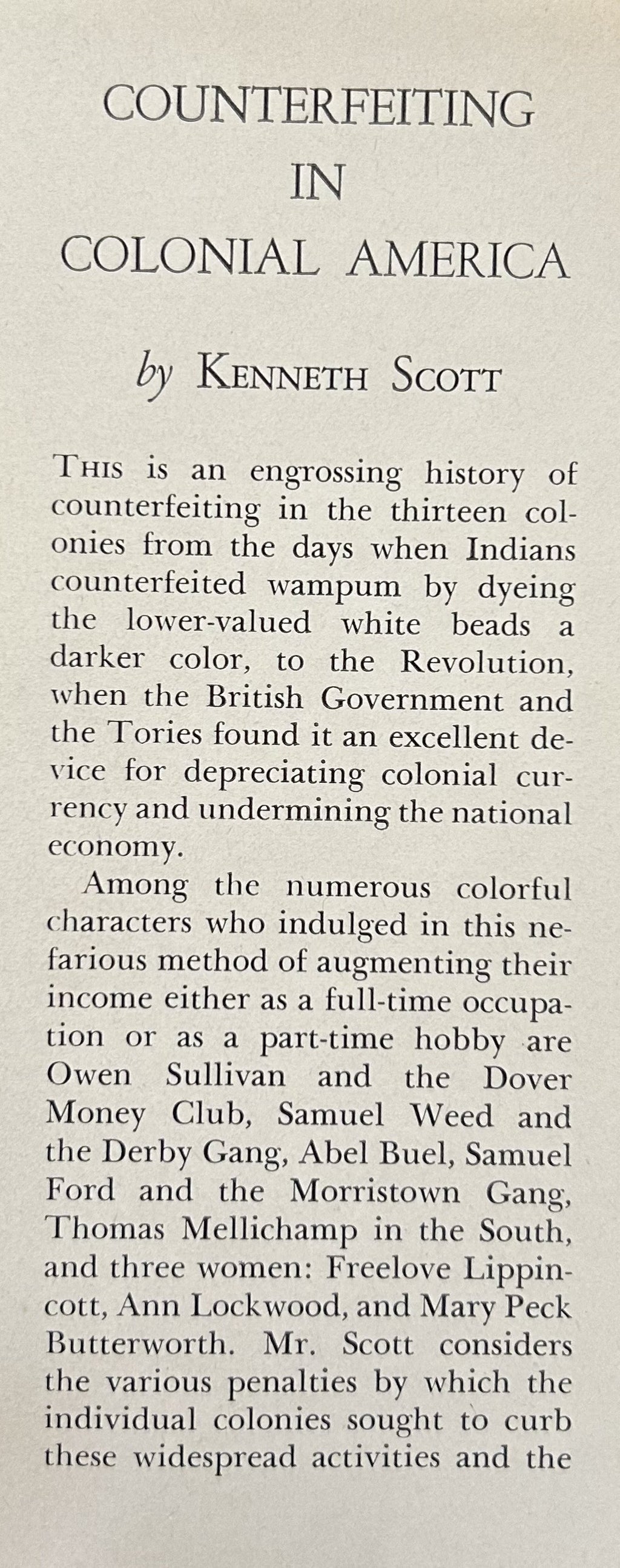 COUNTERFEITING IN COLONIAL AMERICA