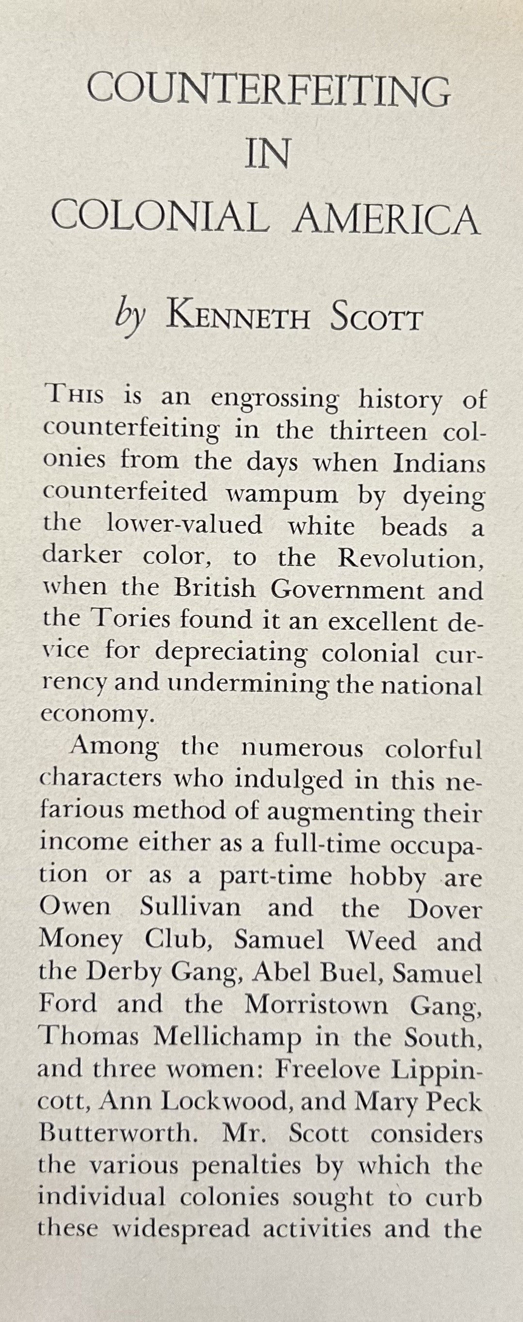 COUNTERFEITING IN COLONIAL AMERICA
