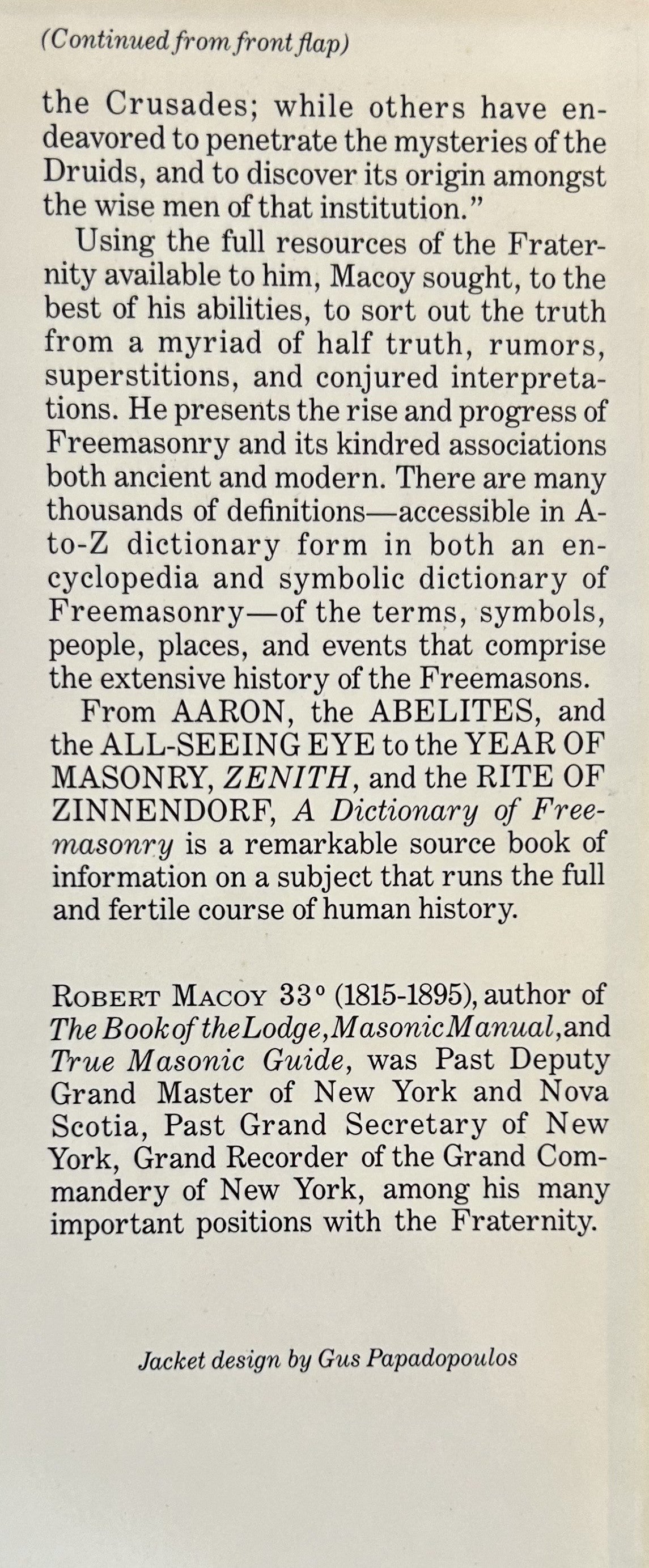 A DICTIONARY OF FREEMASONRY