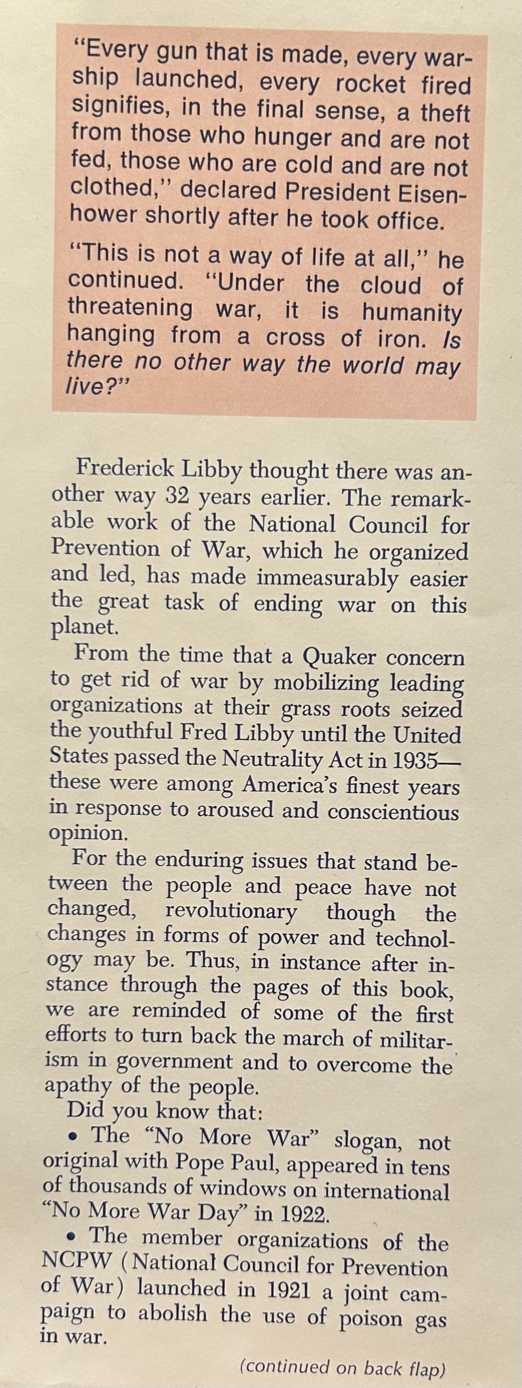 TO END WAR The Story of the National Council for Prevention of War