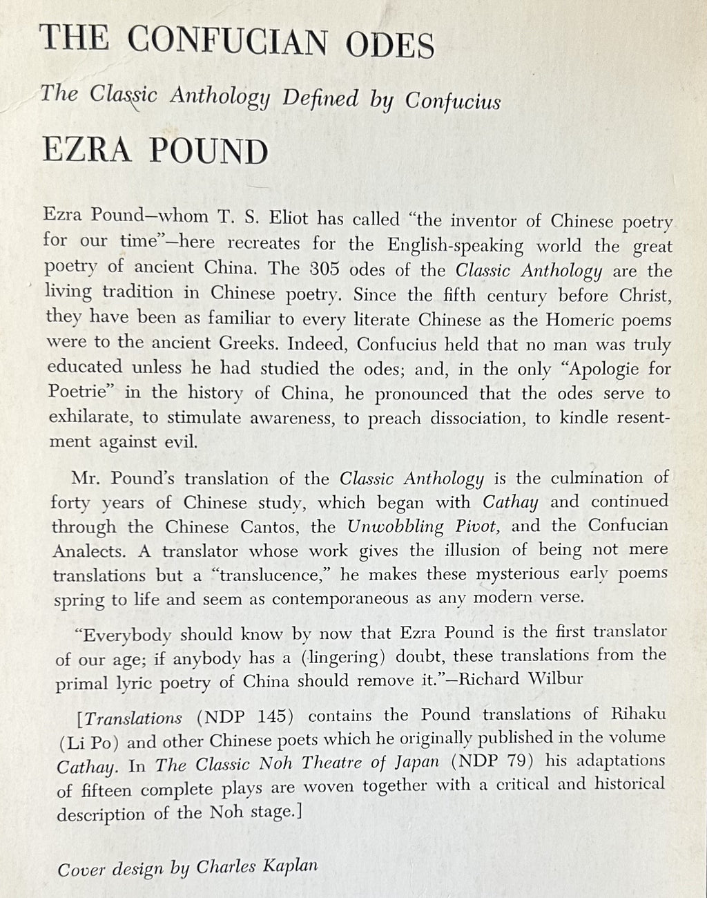 THE CONFUCIAN ODES: Classic Anthology Defined by Confucius