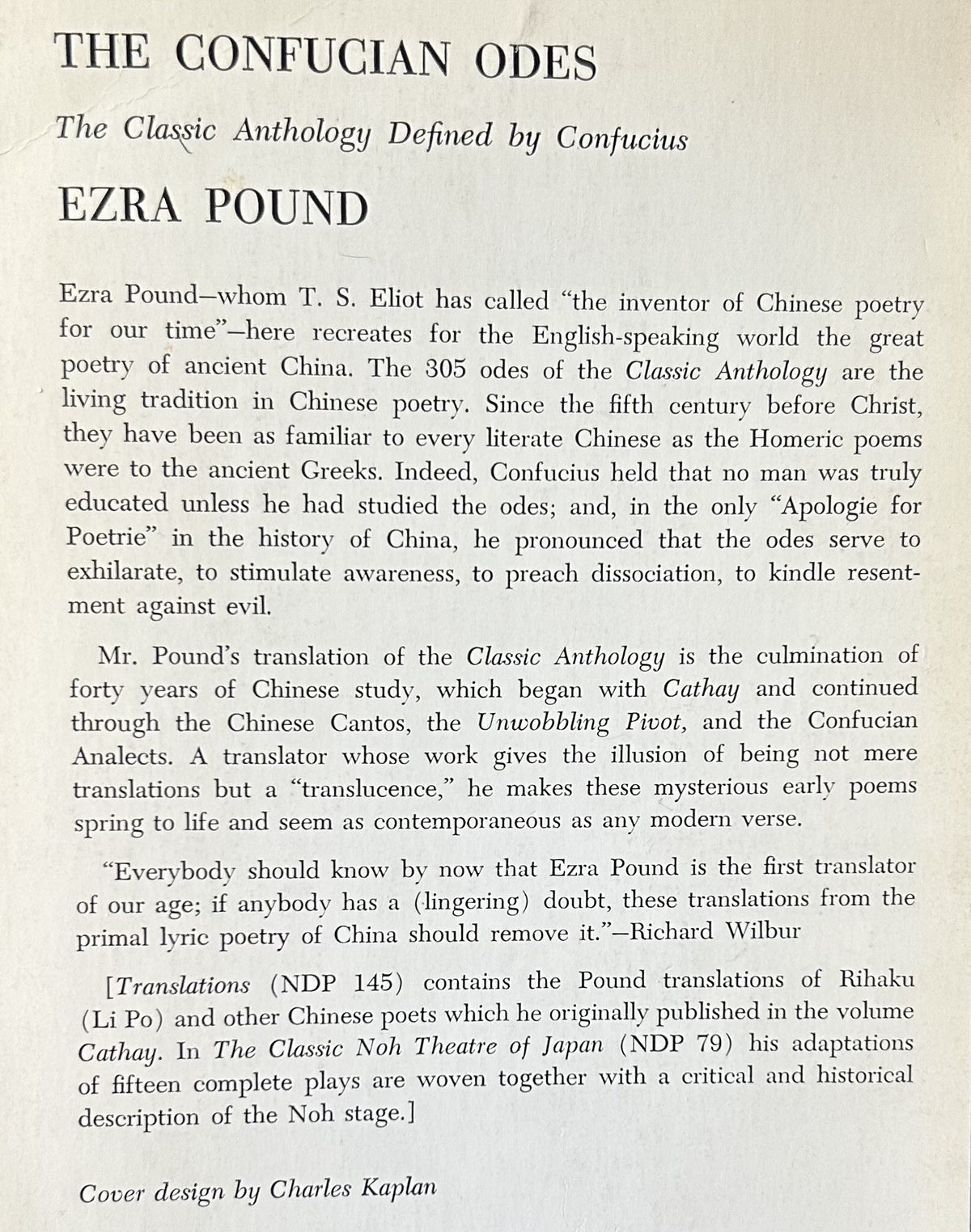 THE CONFUCIAN ODES: Classic Anthology Defined by Confucius