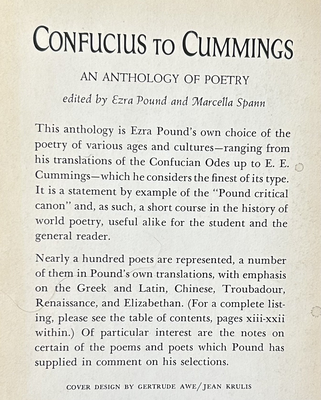 CONFUCIUS TO CUMMINGS: An Anthology of Poetry