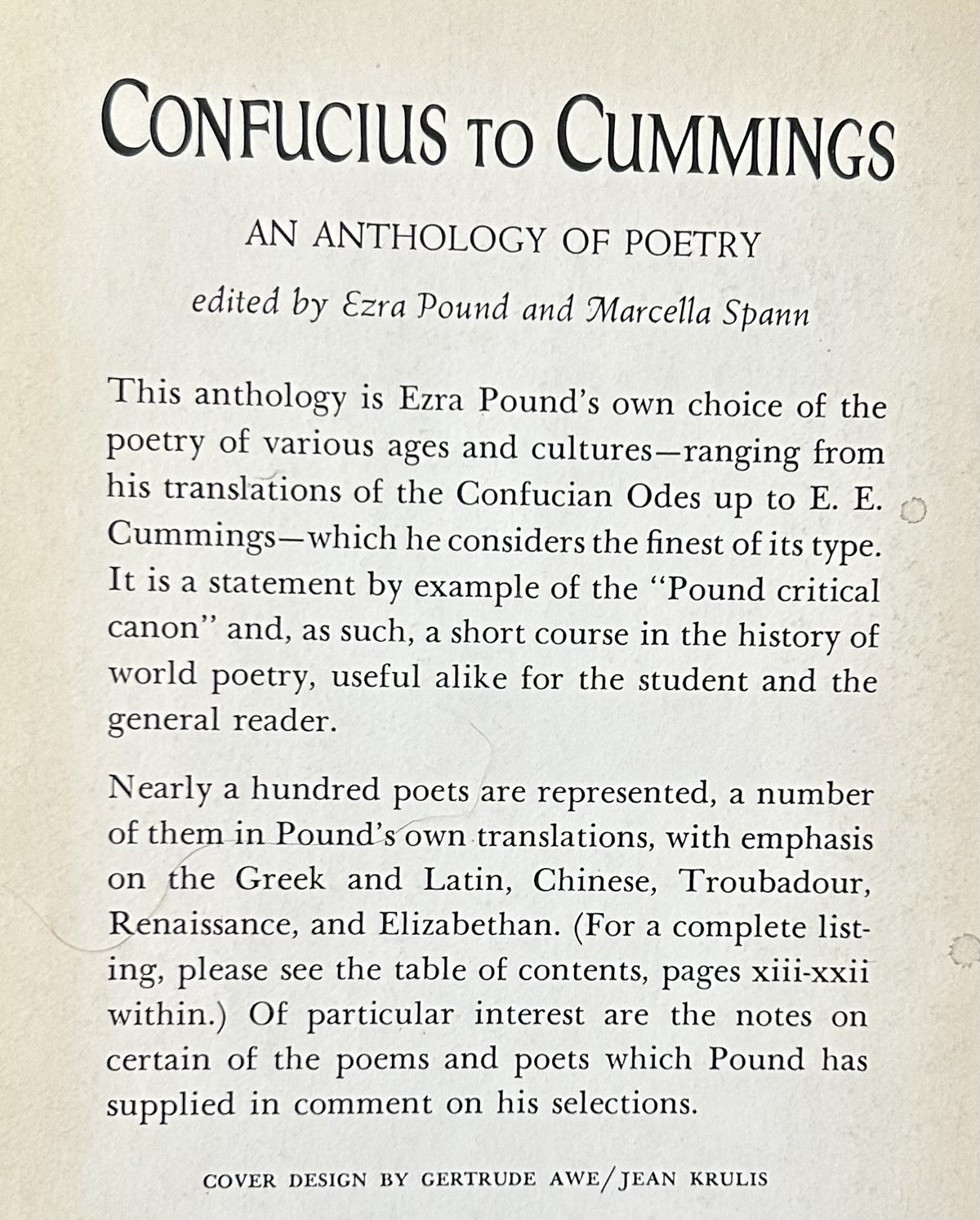 CONFUCIUS TO CUMMINGS: An Anthology of Poetry