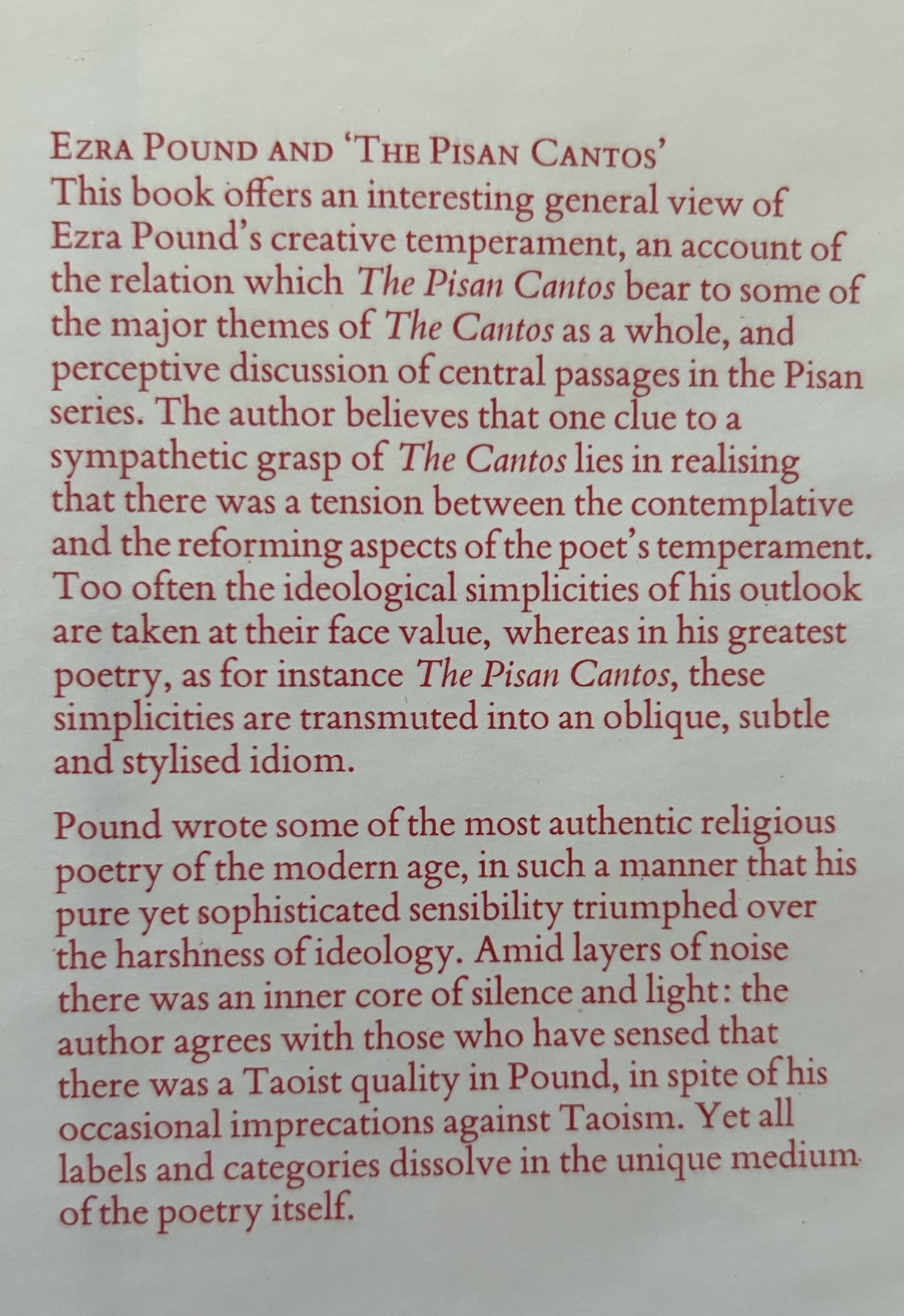 EZRA POUND and the PISAN CANTOS