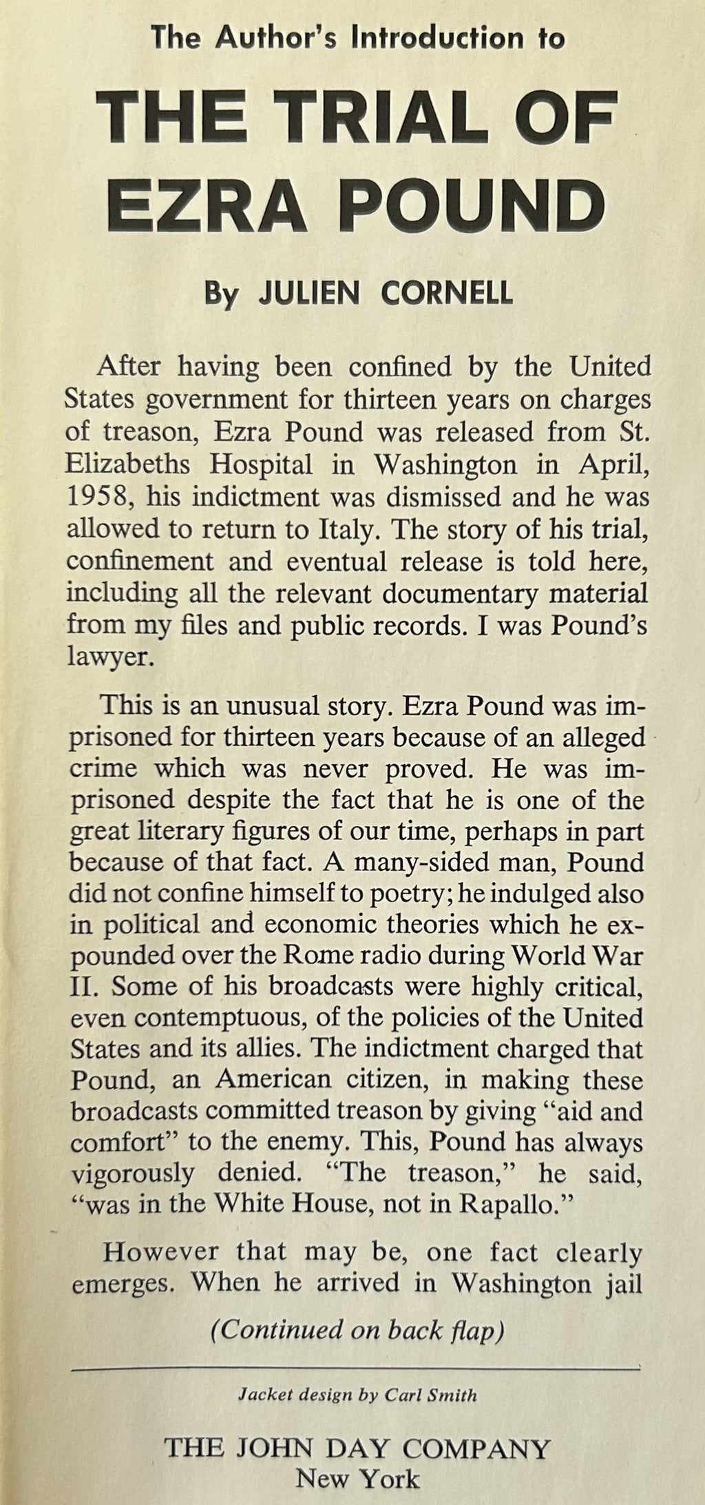 THE TRIAL OF EZRA POUND: Documented Account of the Treason Case