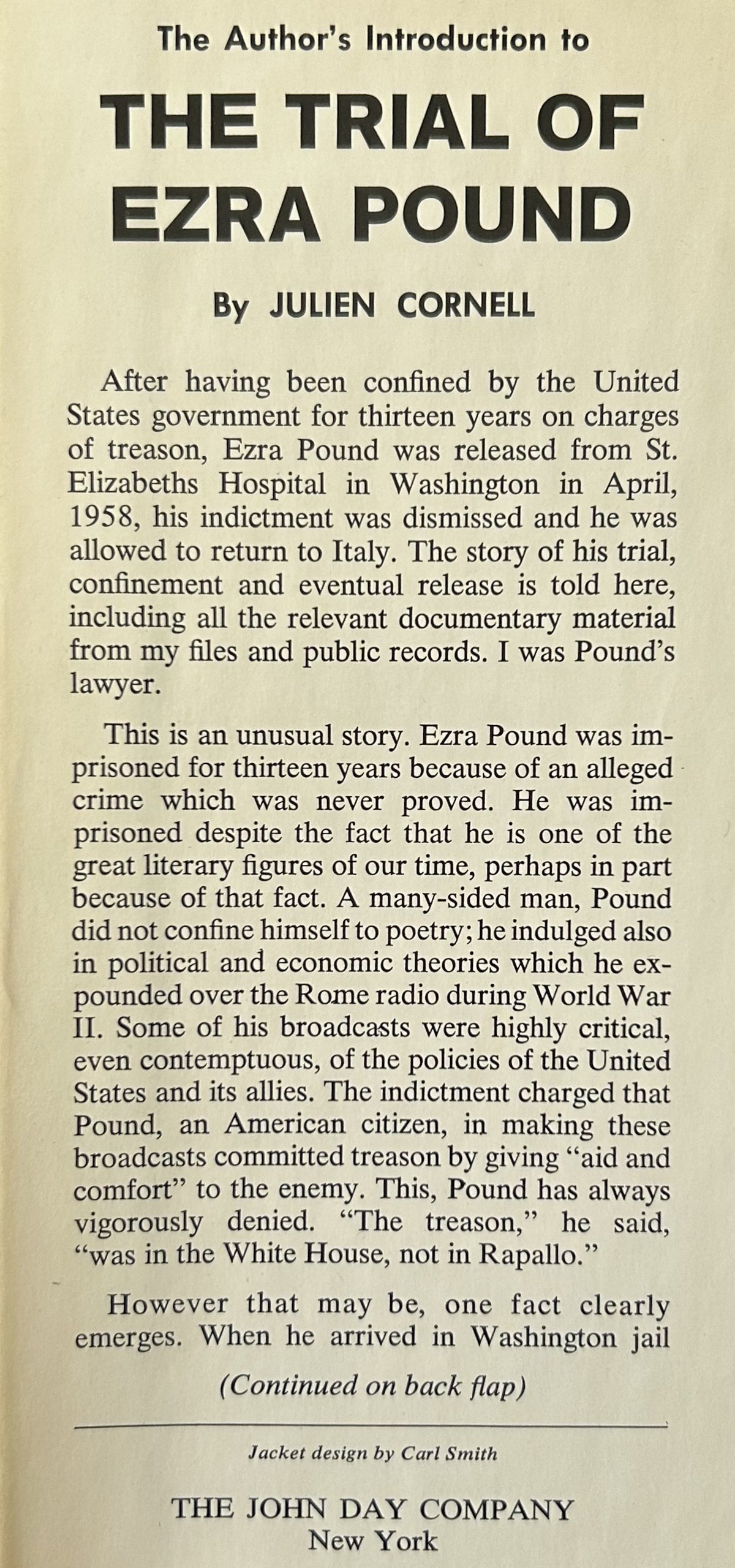 THE TRIAL OF EZRA POUND: Documented Account of the Treason Case