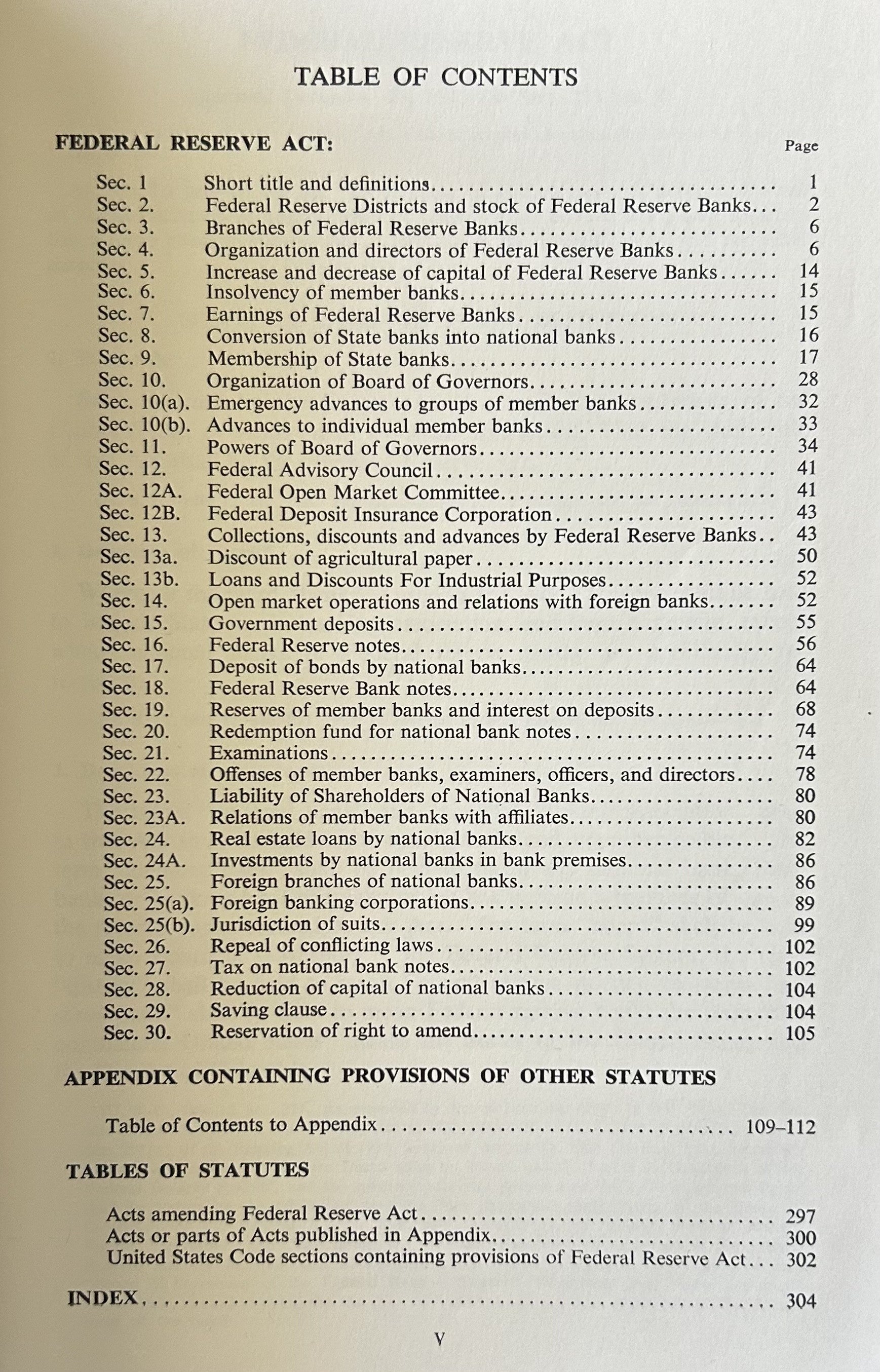 THE FEDERAL RESERVE ACT as amended through Oct 1, 1961
