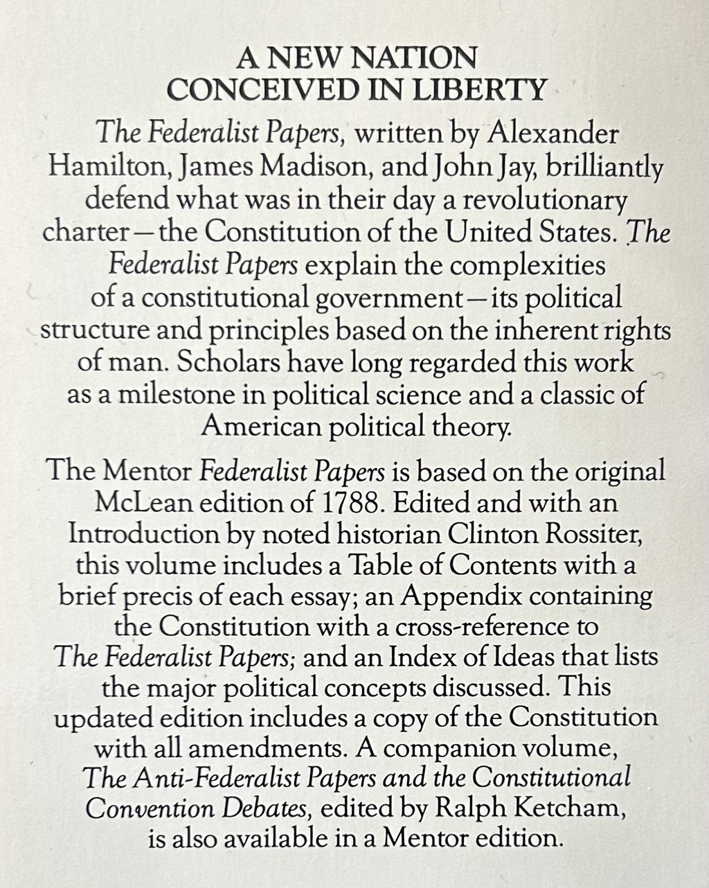 THE FEDERALIST PAPERS