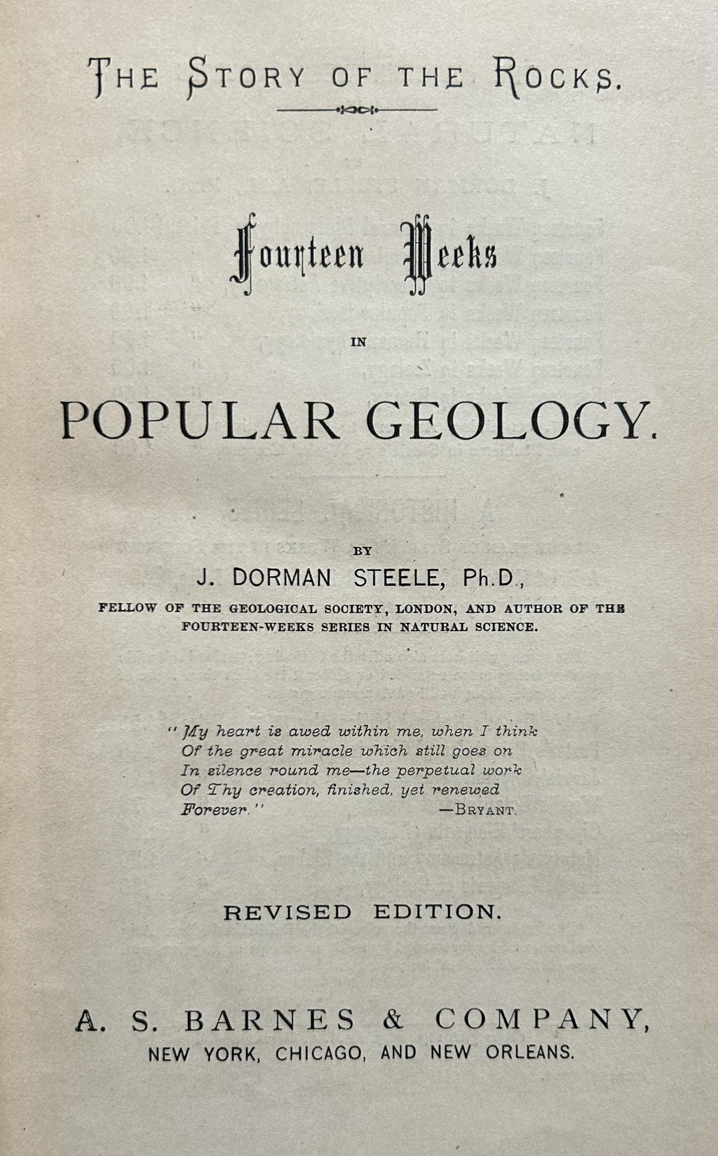 THE STORY OF THE ROCKS 14 Weeks of Popular Geology